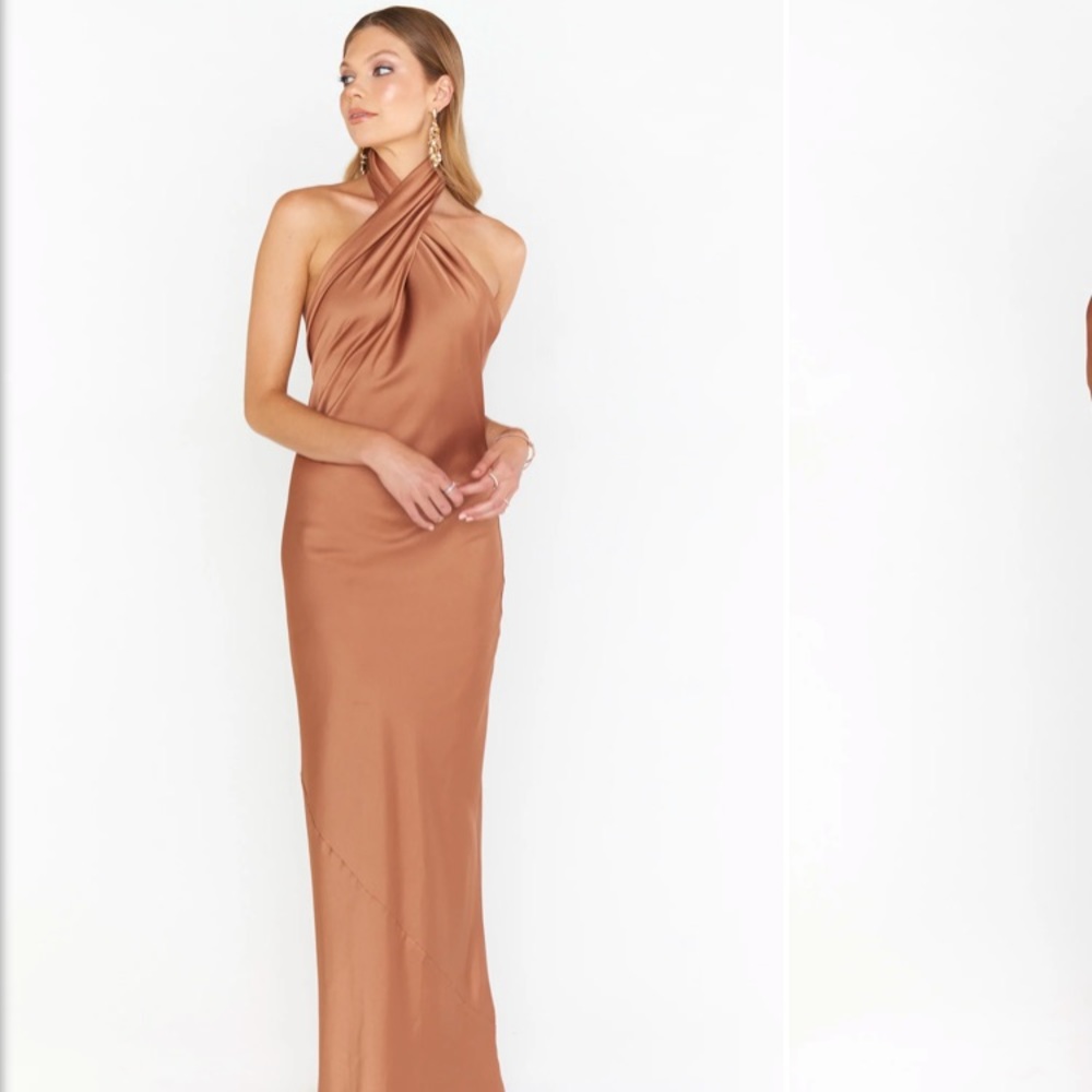 Gorgeously flattering copper bridesmaid dress